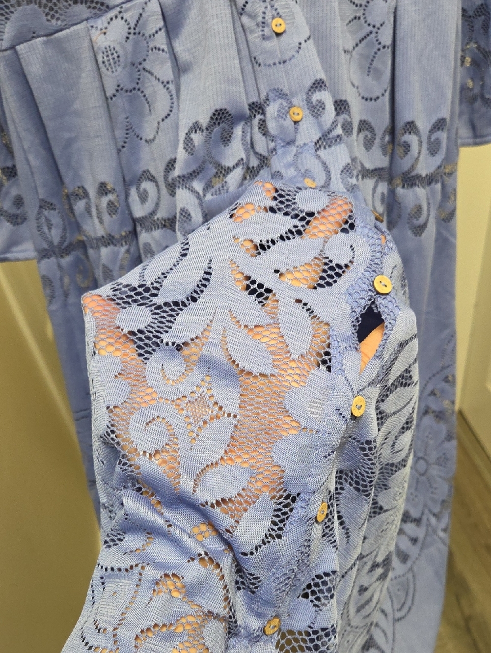 NWT Free People Shadow Dance Periwinkle Lace Midi Dress 2-in-1 Button Front Boho - Picture 15 of 16